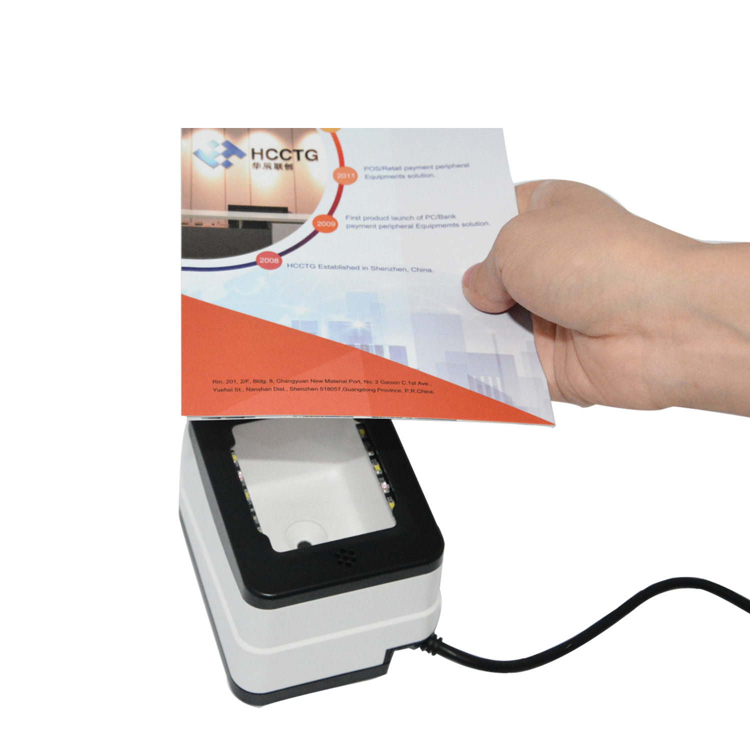 Escáner de código de barras 1D/2D para venta al por menor con caja de pago móvil USB/RS232 HS-2001C
