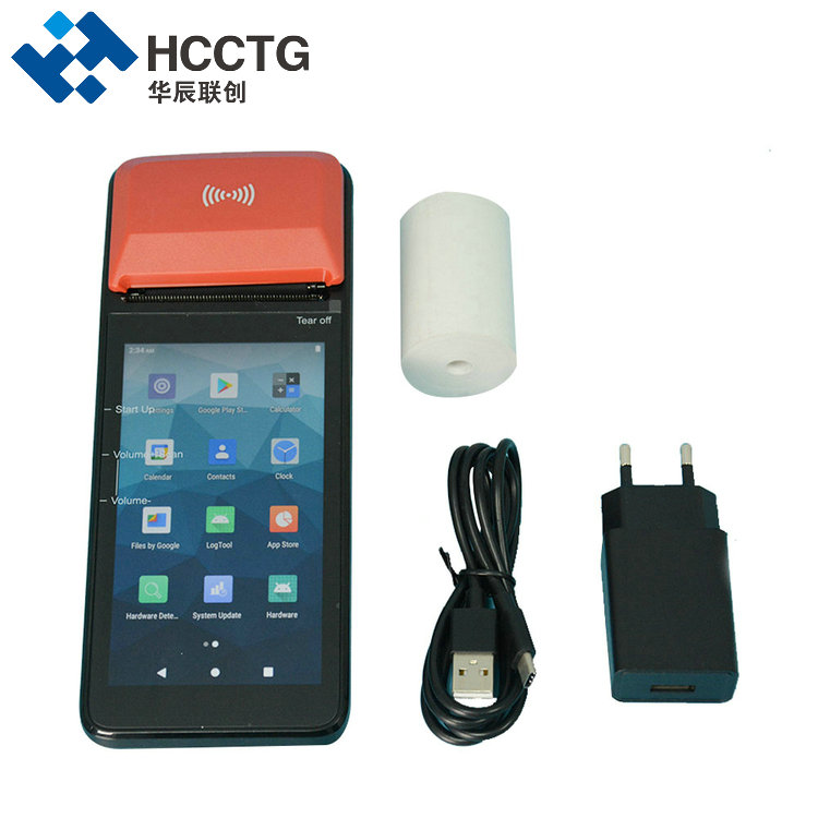 HCCTG Máquina POS inteligente portátil Android 11 NFC 4G con impresora R330P de 58 mm