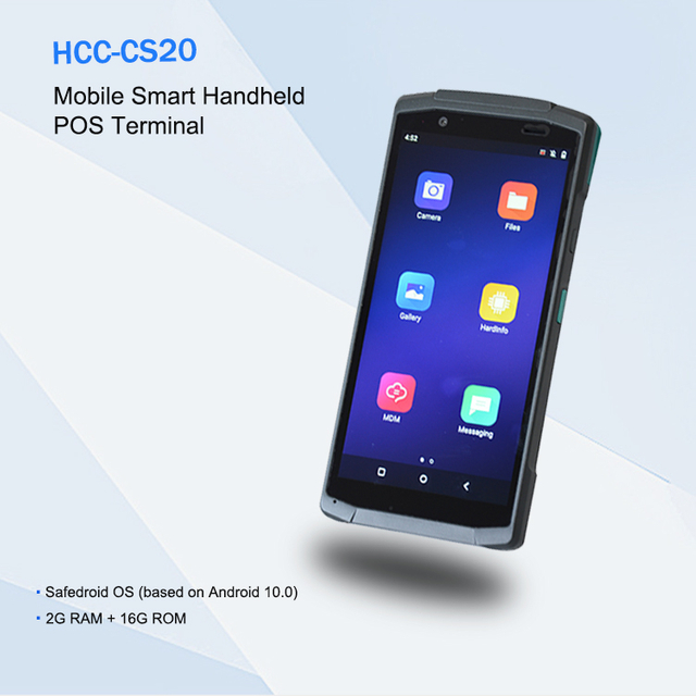 HCCTG Terminal POS inteligente EMV L1 y L2 Android 10.0 con escáner de código de barras HCC-CS20