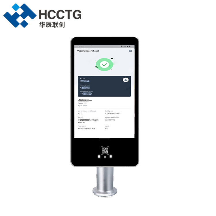 Bluetooth Control de acceso terminal de escaneo de código de salud de 8 pulgadas HS-610