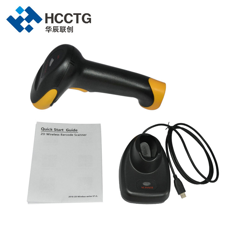 Escáner de código de barras inalámbrico 2D USB RS232 de 433 MHz HS-6412