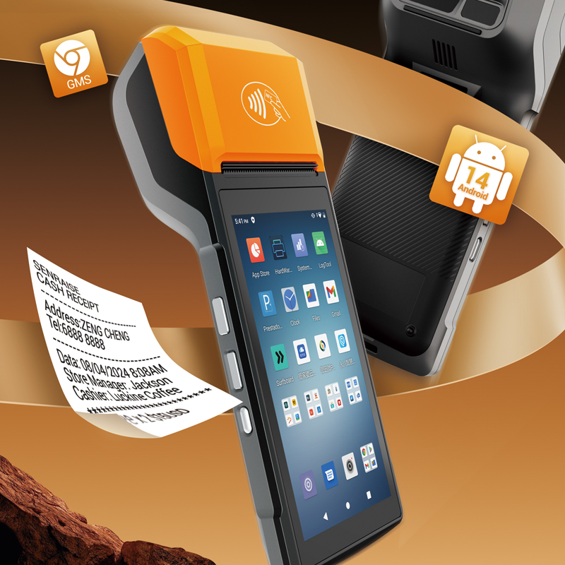 HCCTG NFC GPS 4G Android 14 Smart Mobile Terminal con una impresora R330 más de 58 mm