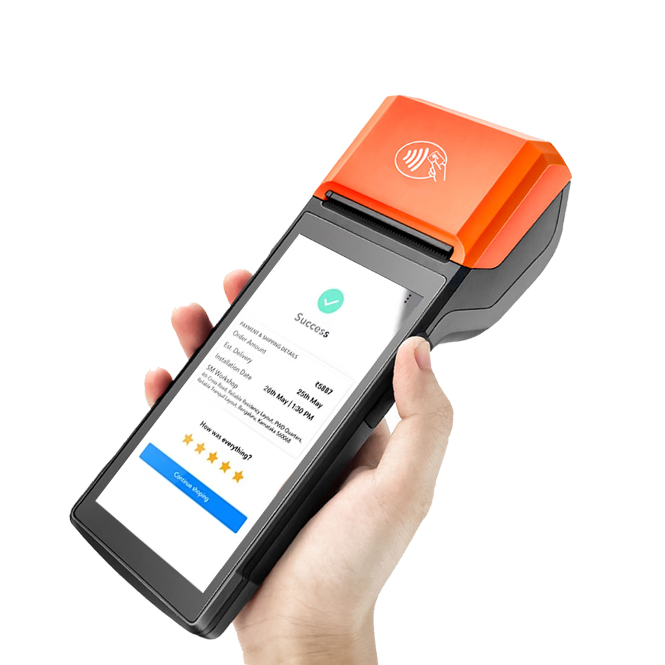 HCCTG NFC GPS 4G Android 14 Smart Mobile Terminal con una impresora R330 más de 58 mm