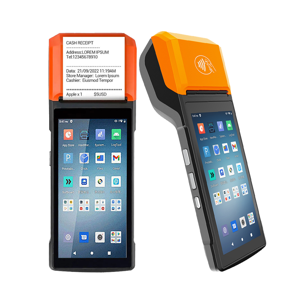 HCCTG NFC GPS 4G Android 14 Smart Mobile Terminal con una impresora R330 más de 58 mm