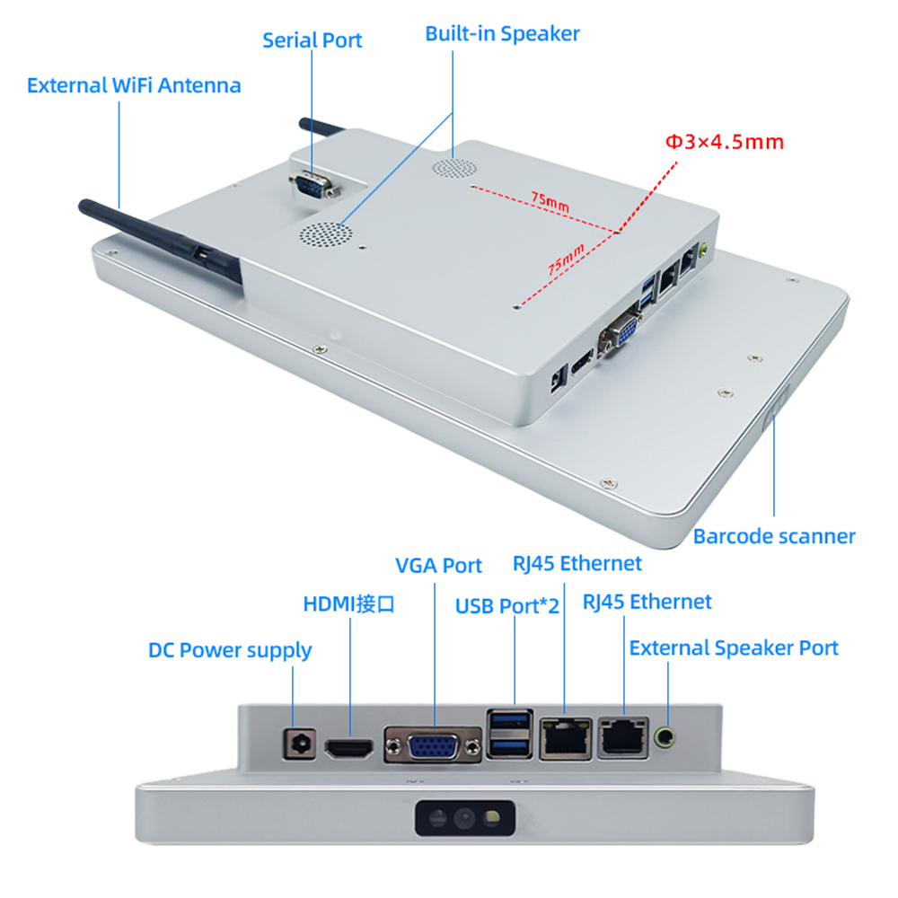 Windows 10 Barcod Fast Scanner Terminal Industrial fijo de 10 pulgadas Código de barras Código de barcos Vecina ER240W