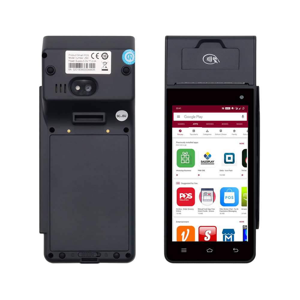 Lector de tarjetas Android 12 de 5 pulgadas POS con impresora HCC-Z90