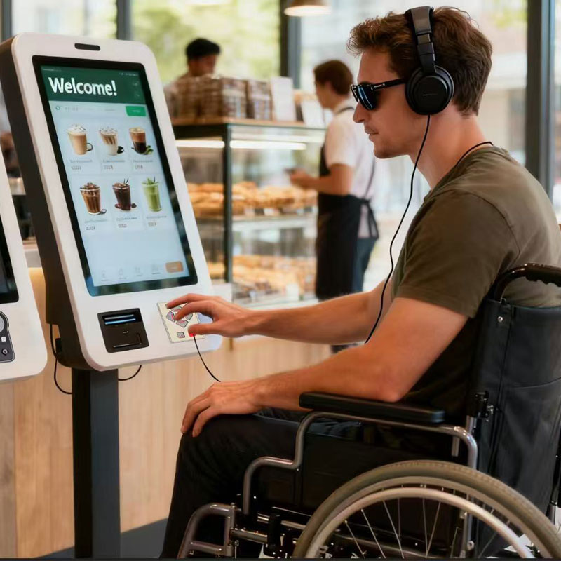 Teclado de navegación de Audio Braille ADA DDA retroiluminado programable de 6 teclas para quioscos POS AKB10