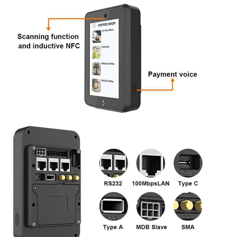 MDB Android 14.0 Terminal de pago de autoservicio desatendido para máquinas expendedoras CM30