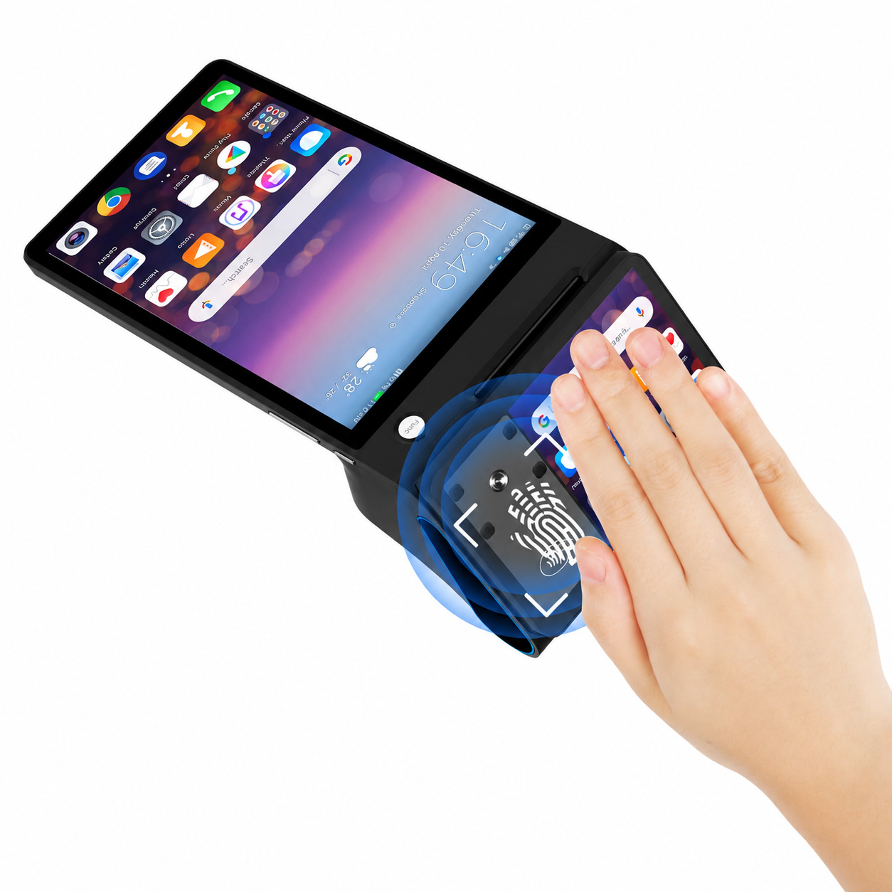 Terminal POS portátil con reconocimiento de venas de palma de alta seguridad Android 14 con impresora térmica 4G WiFi BT5.0 Z150P