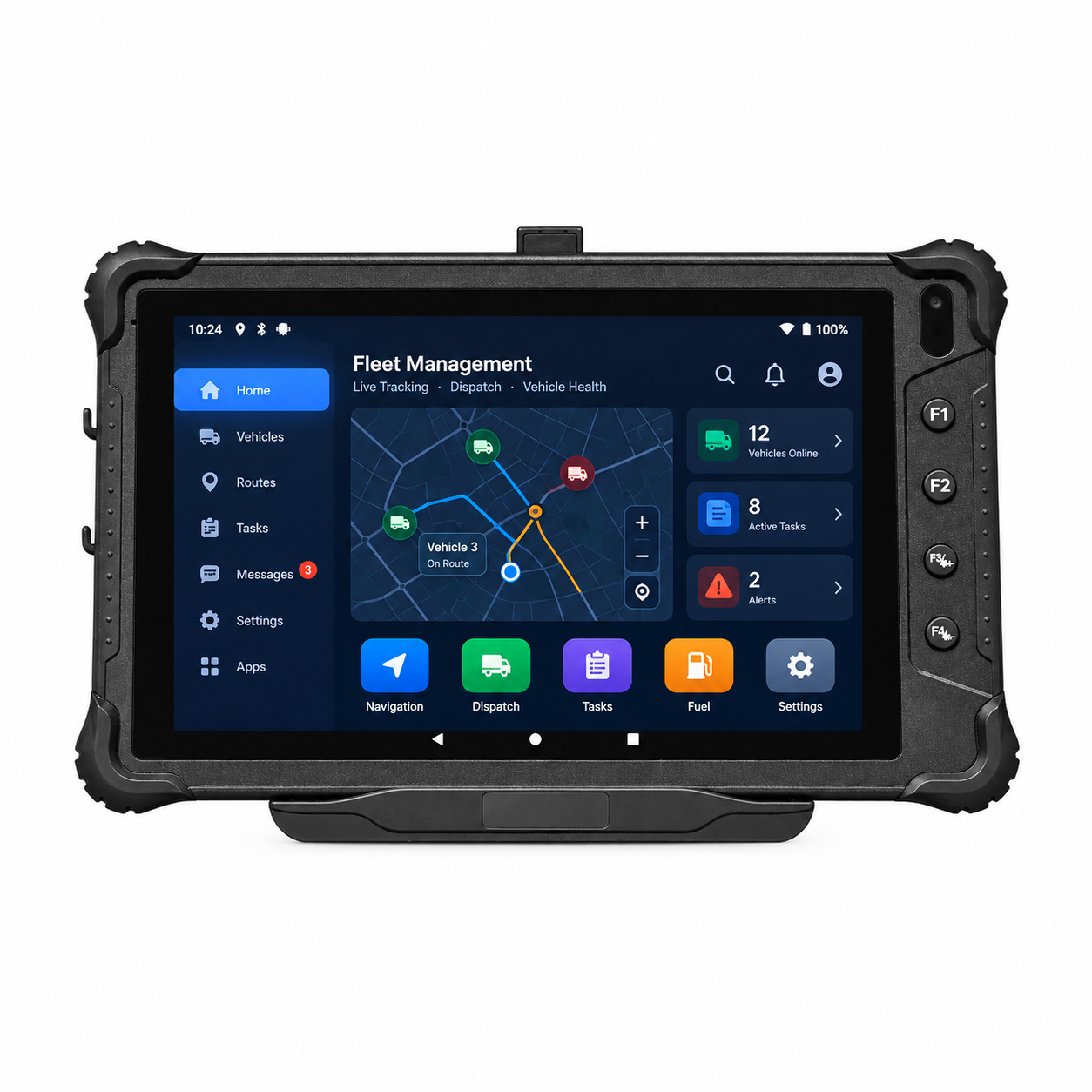 Tableta robusta montada en vehículo Android 14 de 8 pulgadas para gestión de flotas con 4G LTE y GPS V82T